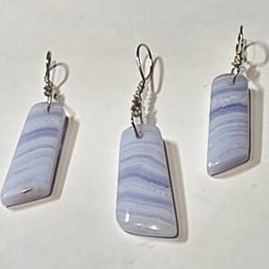 Blue Lace Agate Pendant and Earring Set